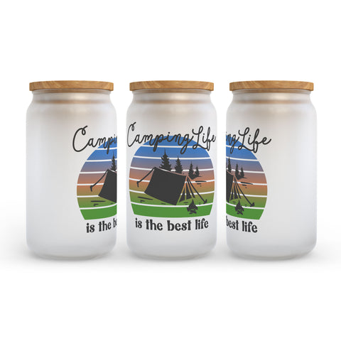 Camping Life is the Best Life Frosted Glass Can Tumbler