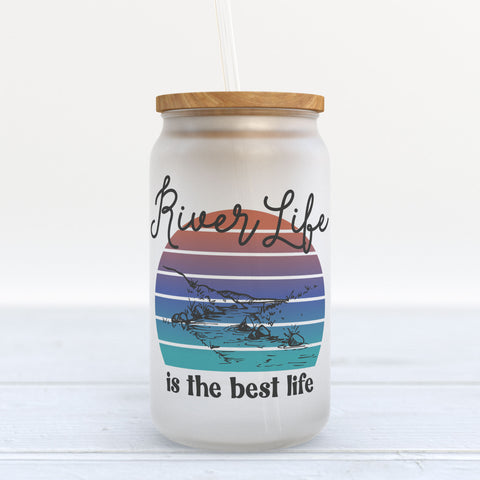River Life is the Best Life Frosted Glass Can Tumbler