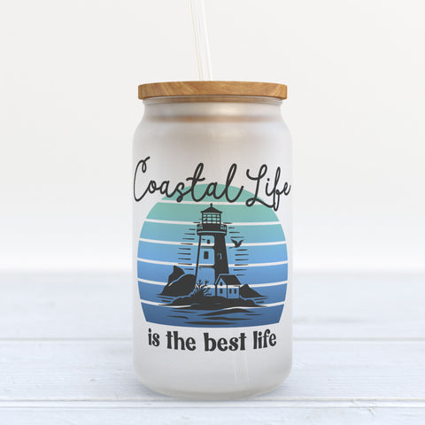 Coastal Life is the Best Life Frosted Glass Can Tumbler