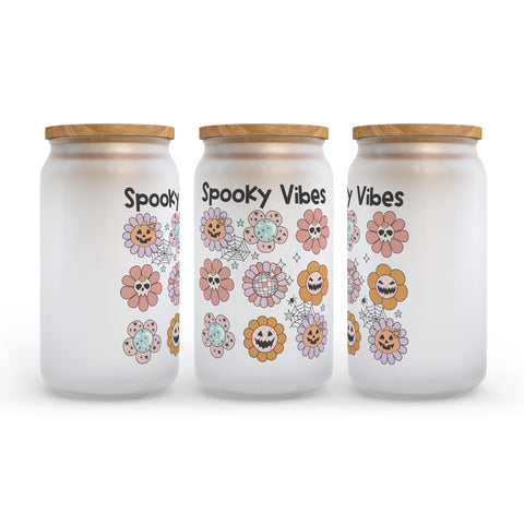 Spooky Vibes Halloween Frosted Glass Can Tumbler