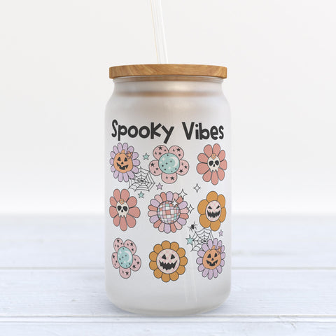 Spooky Vibes Halloween Frosted Glass Can Tumbler