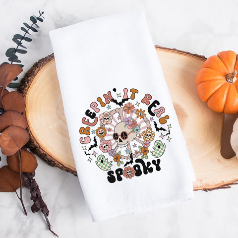 Creepin It Real Spooky Halloween Kitchen Towel