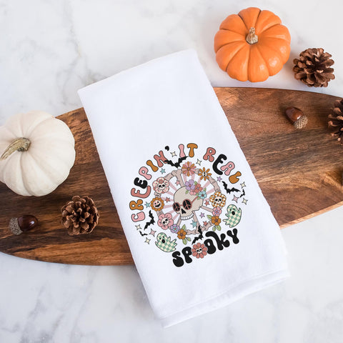 Creepin It Real Spooky Halloween Kitchen Towel