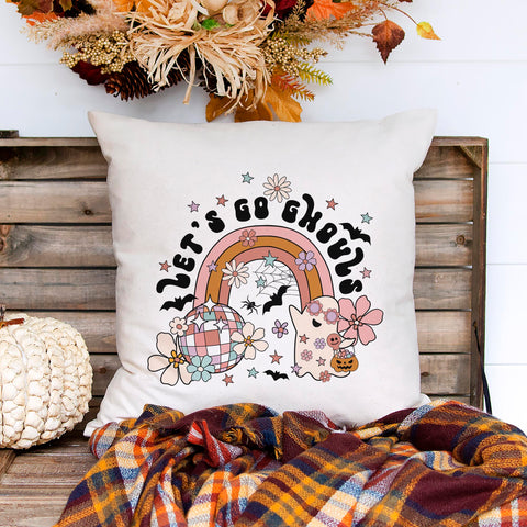 Let's Go Ghouls Retro Halloween Pillow Cover