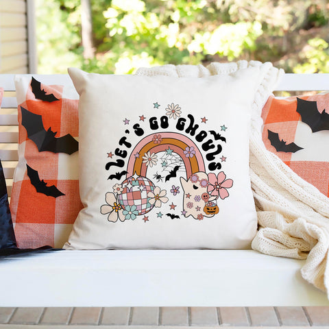Let's Go Ghouls Retro Halloween Pillow Cover