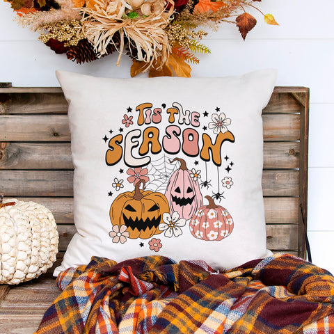 Tis The Season Retro Halloween Pillow Cover