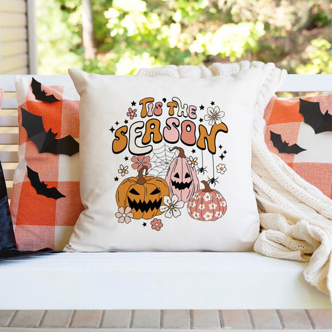 Tis The Season Retro Halloween Pillow Cover