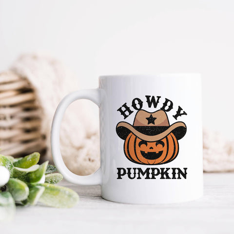 Howdy Pumpkin Halloween Ceramic Mug