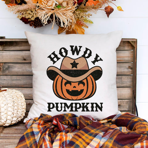 Howdy Pumpkin Western Halloween Pillow Cover