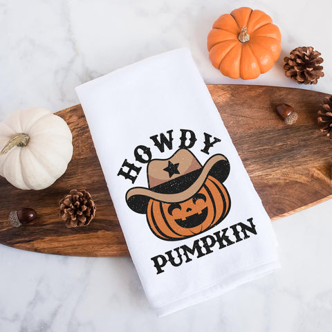 Howdy Pumpkin Halloween Kitchen Towel