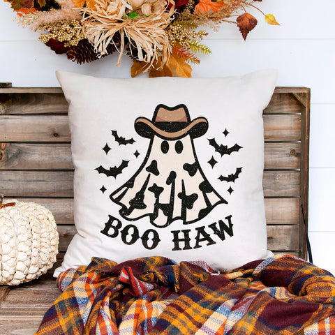 Boo Haw Cowboy Halloween Pillow Cover