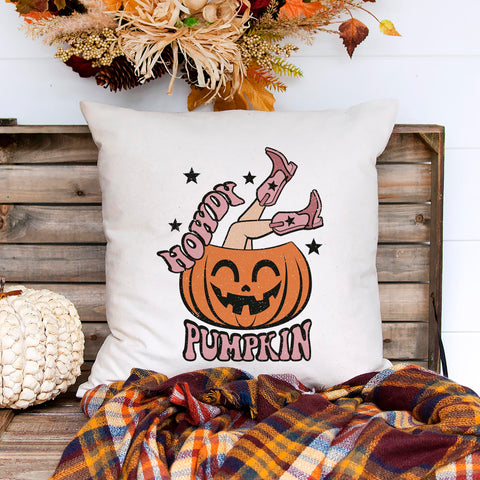 Howdy Pumpkin Halloween Pillow Cover