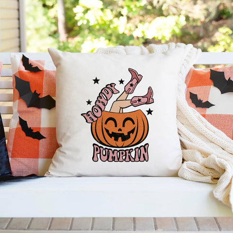 Howdy Pumpkin Halloween Pillow Cover