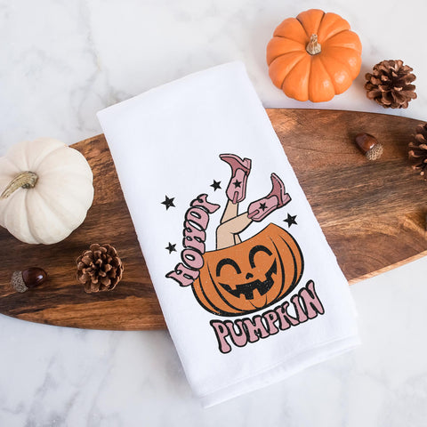 Howdy Pumpkin Halloween Kitchen Towel