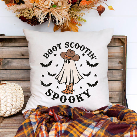 Boot Scootin Spooky Cowboy Halloween Pillow Cover