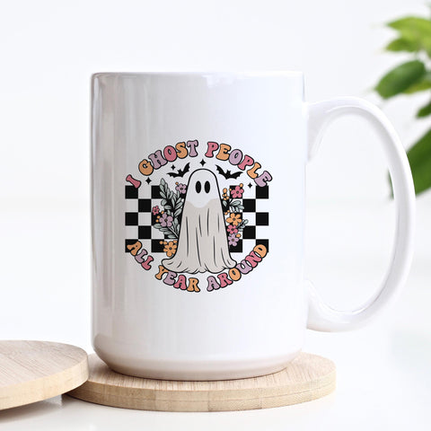 I Ghost People All Year Around Halloween Ceramic Mug