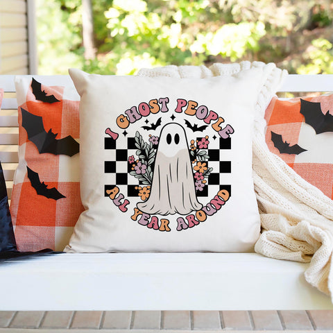 I Ghost People All Year Around Halloween Pillow Cover