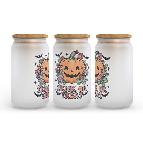 Trick Or Treat Halloween Frosted Glass Can Tumbler