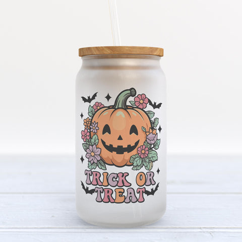 Trick Or Treat Halloween Frosted Glass Can Tumbler