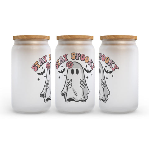 Stay Spooky Halloween Frosted Glass Can Tumbler