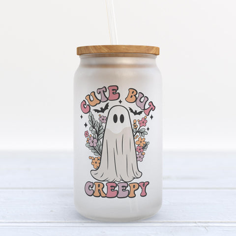 Cute But Creepy Halloween Frosted Glass Can Tumbler