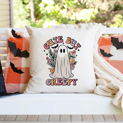 Cute But Creepy Retro Halloween Pillow Cover
