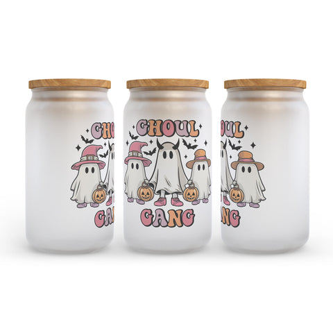 Ghoul Gang Halloween Frosted Glass Can Tumbler
