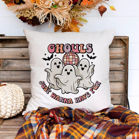 Ghouls Just Wanna Have Fun Retro Halloween Pillow Cover