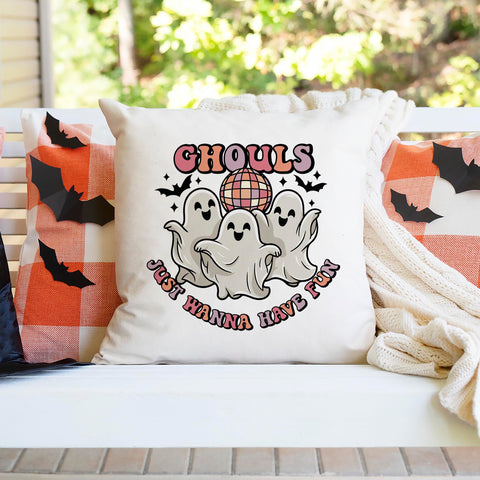 Ghouls Just Wanna Have Fun Retro Halloween Pillow Cover