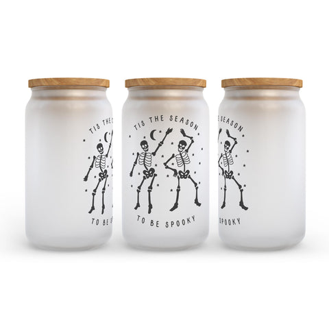 Tis The Season To Be Spooky Halloween Frosted Glass Can Tumbler