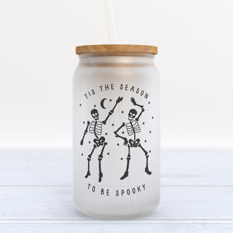 Tis The Season To Be Spooky Halloween Frosted Glass Can Tumbler