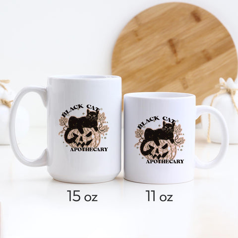 Black Cat Apothecary Halloween Ceramic Mug