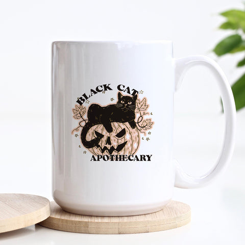 Black Cat Apothecary Halloween Ceramic Mug
