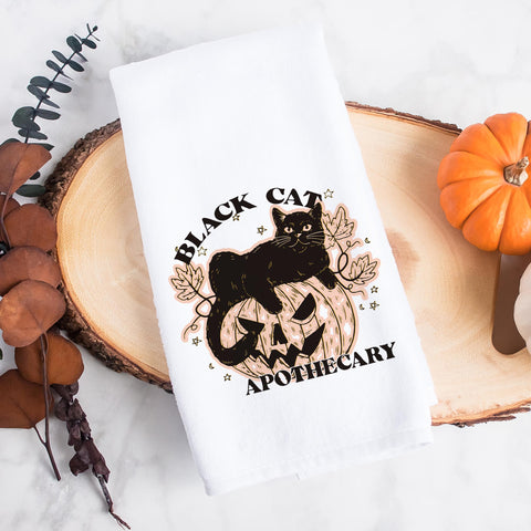 Black Cat Apothecary Halloween Kitchen Towel