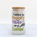 Fueled By Spooky Vibes And Coffee Halloween Frosted Glass Can Tumbler