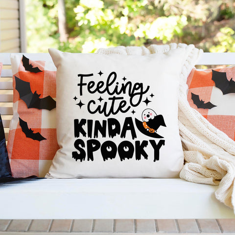 Feeling Cute Kinda Spooky Halloween Pillow Cover