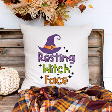 Resting Witch Face Halloween Pillow Cover