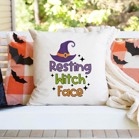 Resting Witch Face Halloween Pillow Cover
