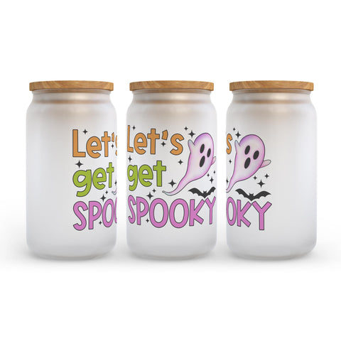 Let's Get Spooky Halloween Frosted Glass Can Tumbler