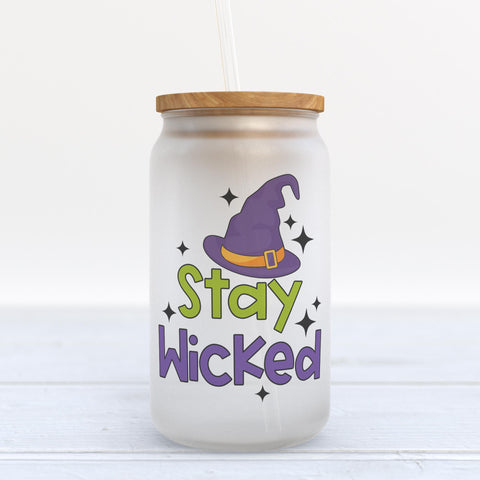 Stay Wicked Halloween Frosted Glass Can Tumbler