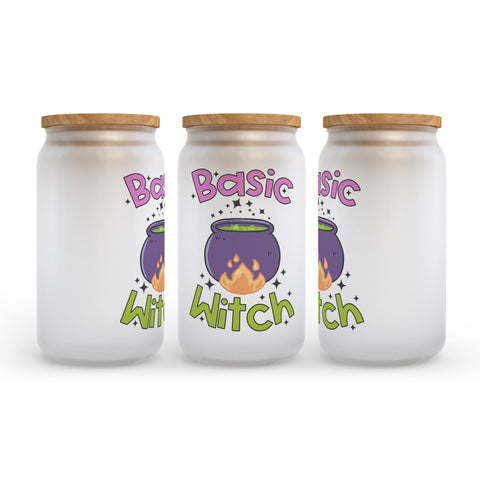 Basic Witch Halloween Frosted Glass Can Tumbler