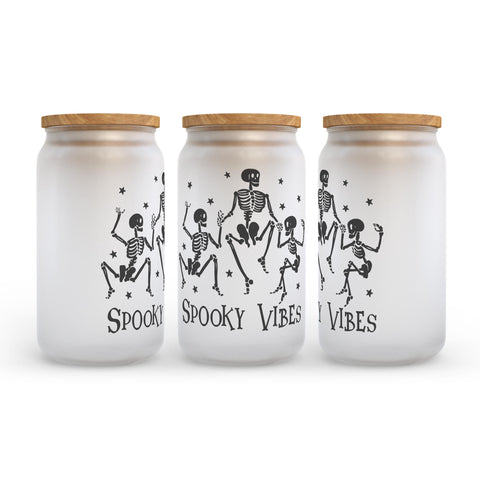 Spooky Vibes Halloween Frosted Glass Can Tumbler