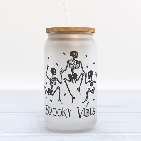 Spooky Vibes Halloween Frosted Glass Can Tumbler