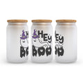 Hey Boo Halloween Frosted Glass Can Tumbler