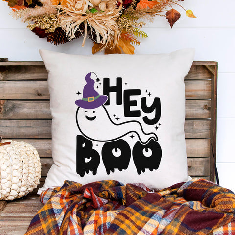 Hey Boo Halloween Pillow Cover