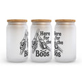 Here For The Boos Halloween Frosted Glass Can Tumbler