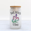 Bad Witch Vibes Halloween Frosted Glass Can Tumbler