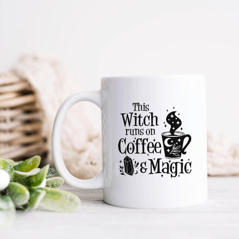 This Witch Runs On Coffee And Magic Halloween Ceramic Mug