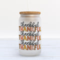 Thankful Fall Frosted Glass Can Tumbler