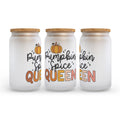 Pumpkin Spice Queen Fall Frosted Glass Can Tumbler